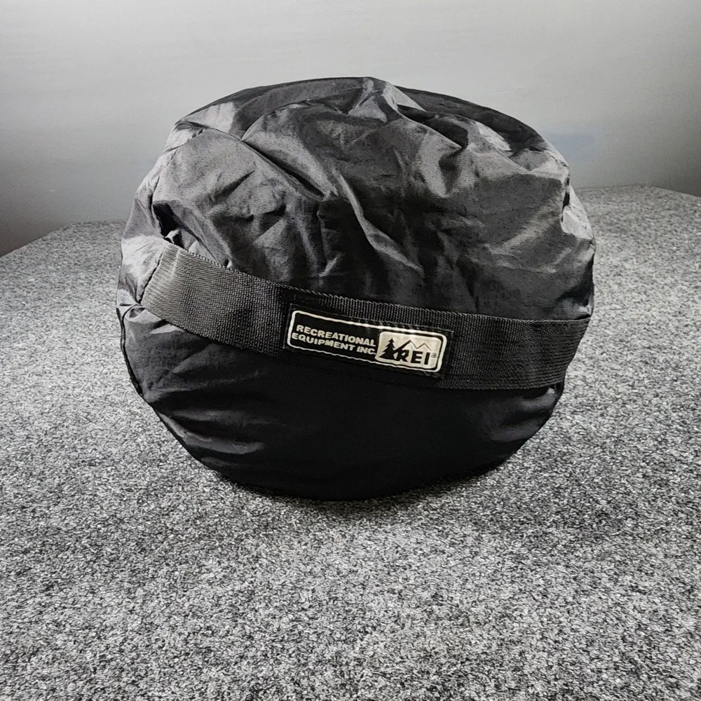 REI Recreational Equipment Inc Stuff Sack Black Nylon Drawstring Bag Made in USA